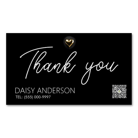 Elegante stijlvolle Simple met Gold hart Business Magnetisch Visitekaartje (Voorkant)