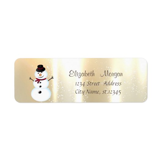 Elegante, stijlvolle sneeuwman etiket (Voorkant)