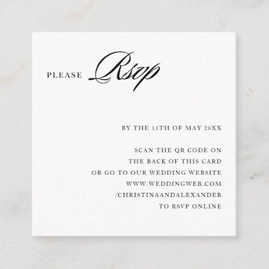 Elegante stijlvolle Sophisticated QR-code achterin Informatiekaartje (Voorkant)