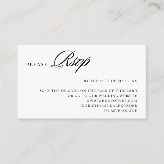 Elegante stijlvolle Sophisticated QR-code achterin Informatiekaartje (Voorkant)