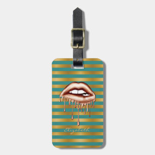 Elegante stijlvolle strepen Metallic druipende li Bagagelabel