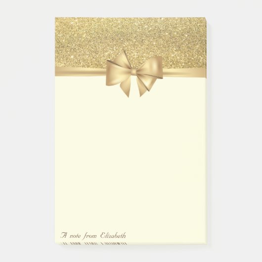 Elegante stijlvolle strik, goud glitters post-it® notes (Voorkant)