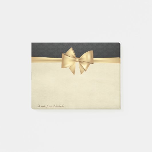 Elegante stijlvolle strik zwart damast post-it® notes (Voorkant)