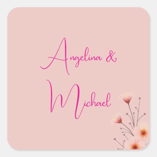Elegante stijlvolle trendy handschrift scriptnaam vierkante sticker (Voorkant)
