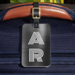 Elegante stijlvolle twee monogram Initiaal black m Bagagelabel<br><div class="desc">Stijlvol Modern Elegant Girly Black Metal Twee Monogram Initiaal Aangepaste Gepersonaliseerde Bagagetas Label. Dit ontwerp met twee (2) vetgedrukte monogram initiaal typografie lettertype en de achterzijde adres informatie over zwarte metallic folie look achtergrond. Deze zijn eenvoudig aan te passen. Stijlvol cadeau voor bruiloft, vrijgezellenfeest, lieve 16 jarige, afstuderen, en voor...</div>