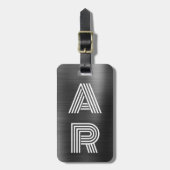 Elegante stijlvolle twee monogram Initiaal black m Bagagelabel (Voorkant verticaal)