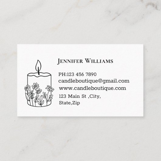 Elegante stijlvolle typografie kaarsenmaker Minima Visitekaartje (Achterkant)