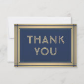 Elegante stijlvolle typografie Navy Blue & Gold Bo Bedankkaart (Voorkant)