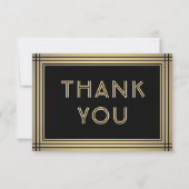 Elegante stijlvolle typografie Zwart en Goud Borde Bedankkaart (Voorkant)