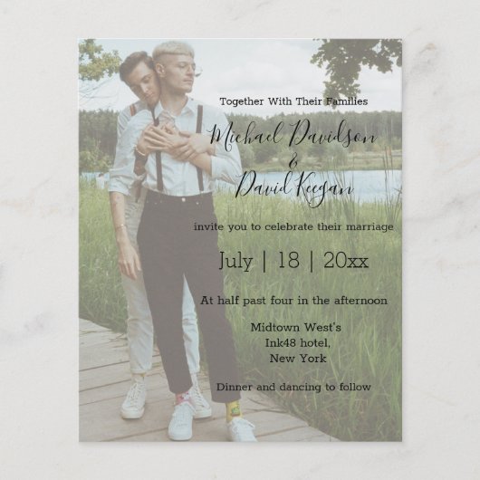 elegante stijlvolle uitnodiging voor homohuwbare f (Voorkant)