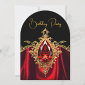 Elegante Stijlvolle Verjaardag Regal Red Gold Jewe Kaart (Voorkant)