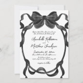 Elegante stijlvolle Waterverf Black Bow Wedding Kaart (Voorkant)
