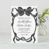 Elegante stijlvolle Waterverf Black Bow Wedding Kaart (Staand voorkant)