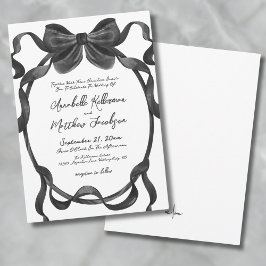 Elegante stijlvolle Waterverf Black Bow Wedding Kaart