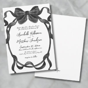 Elegante stijlvolle Waterverf Black Bow Wedding Kaart