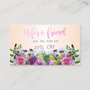 Elegante stijlvolle waterverf bloem verwijskaart aanbevelingskaartje