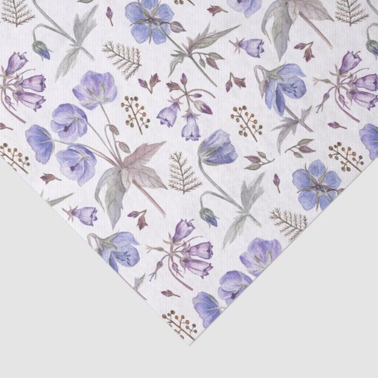 Elegante stijlvolle waterverf paarse wilde bloem tissuepapier (Detail)