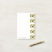 Elegante stijlvolle waterverf zonnebloemen post-it® notes (Op bureau)