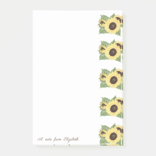 Elegante stijlvolle waterverf zonnebloemen post-it® notes (Voorkant)