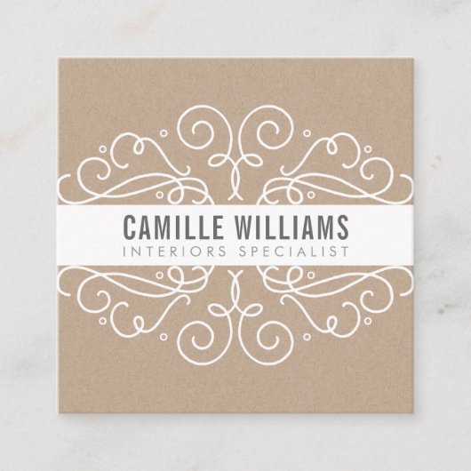 ELEGANTE stijlvolle wervelingen art nouveau Eco Kr Vierkante Visitekaartje (Voorkant)