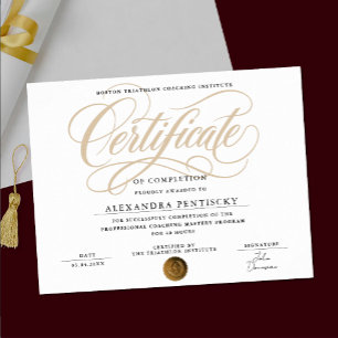 Elegante stijlvolle witte en gouden certificaatond poster