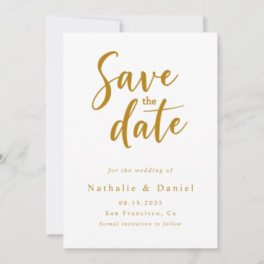 Elegante stijlvolle witte en gouden QR-code bruilo Save The Date (Voorkant)