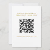 Elegante stijlvolle witte en gouden QR-code bruilo Save The Date (Achterkant)
