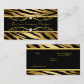 Elegante stijlvolle Zebra Gold Black Embossed Look Visitekaartje (Voorkant / Achterkant)
