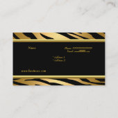 Elegante stijlvolle Zebra Gold Black Embossed Look Visitekaartje (Achterkant)
