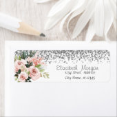 Elegante stijlvolle zilveren diamanten bloemen etiket (Insitu)