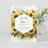 Elegante stijlvolle zonnebloem bruiloft save the date (Staand voorkant)