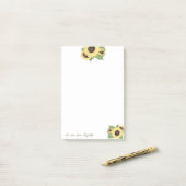 Elegante stijlvolle zonnebloemen post-it® notes (Op bureau)