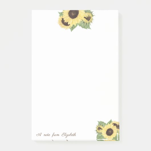 Elegante stijlvolle zonnebloemen post-it® notes (Voorkant)