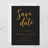 Elegante stijlvolle zwart en goud QR code bruiloft Save The Date (Voorkant)