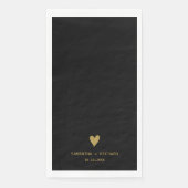 Elegante stijlvolle zwart en gouden hart bruiloft servet (Voorkant)