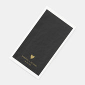 Elegante stijlvolle zwart en gouden hart bruiloft servet (Hoek)
