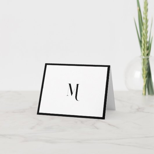 Elegante stijlvolle zwart monogram Initialen rand Notitiekaartje (Voorkant)