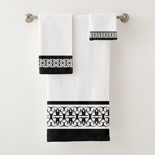 Elegante stijlvolle zwart & wit bad handdoek (Insitu)