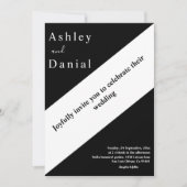 Elegante stijlvolle zwart-wit moderne bruiloft kaart (Voorkant)