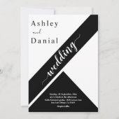 Elegante stijlvolle zwart-wit moderne bruiloft kaart (Voorkant)