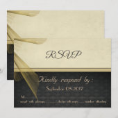 Elegante stijlvolle zwarte damast trouw RSVP kaart (Voorkant / Achterkant)