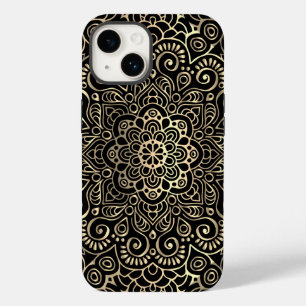 Elegante stijlvolle zwarte gouden Mandala Case-Mate iPhone 14 Hoesje