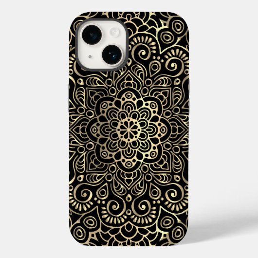 Elegante stijlvolle zwarte gouden Mandala   Case-Mate iPhone Case (Achterkant)