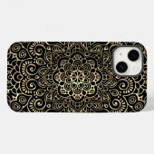 Elegante stijlvolle zwarte gouden Mandala   Case-Mate iPhone Case (Achterkant (horizontaal))