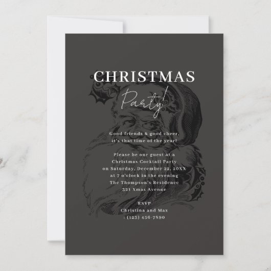 Elegante stijlvolle zwarte kerstkerstfeest kaart (Voorkant)