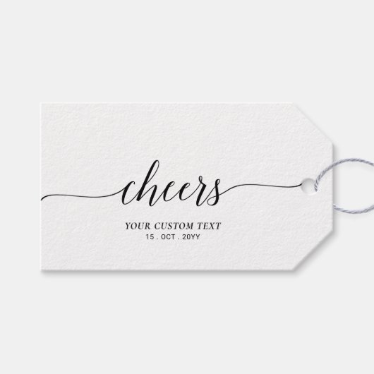 Elegante stijlvolle zwarte lettertype Cheers evene Cadeaulabel (Voorkant (Horizontaal))