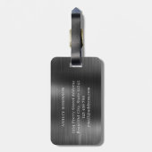 Elegante stijlvolle zwarte metalen 2 monogram init bagagelabel (Achterkant verticaal)