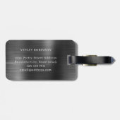 Elegante stijlvolle zwarte metalen 2 monogram init bagagelabel (Achterkant horizontaal)