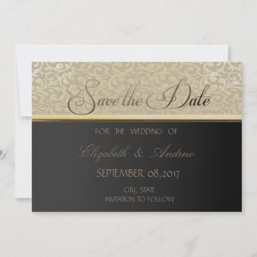 Elegante Stijlvolle Zwarte Trouw Save the date (Voorkant)