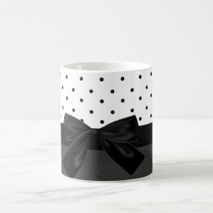 Elegante stijlvolle zwarte, witte polka stippen-zw koffiemok